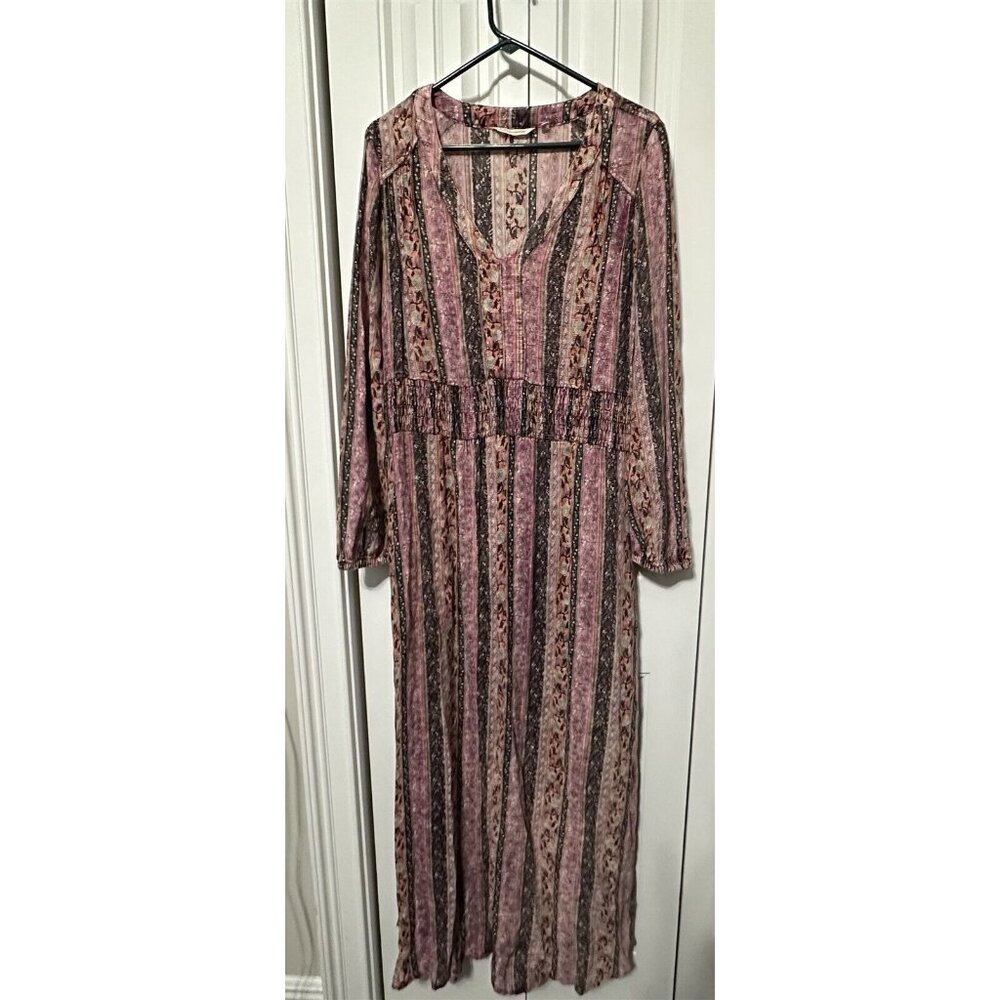 SOFT SURROUNDINGS Esperanza Dress Womens Medium Boho Maxi Wallpaper Print Gram